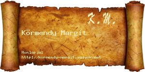Körmendy Margit névjegykártya
